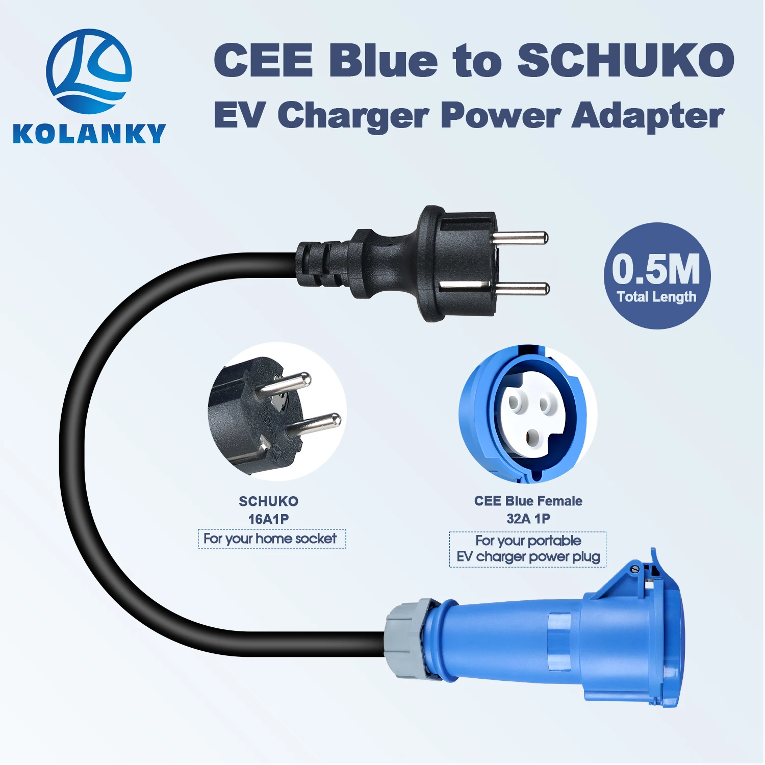 7.2KW CEE Blue Power Female Plug to 3.6KW EU Schuko Plug Adapter 32A to 16A Electric Vehicle Charging Adapter For EV Charger
7.2KW CEE Blue Power Female Plug to 3.6KW EU Schuko Plug Adapter 32A to 16A Electric Vehicle Charging Adapter For EV Charger