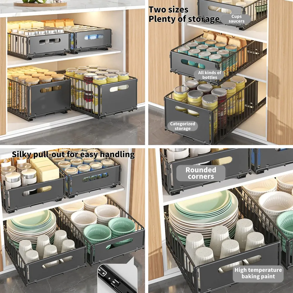 2PCS Pull-Out Kitchen Cabinet Organizer, Slide Rail Storage Rack Drawer for Spices & Utensils
2PCS Pull-Out Kitchen Cabinet Organizer, Slide Rail Storage Rack Drawer for Spices & Utensils