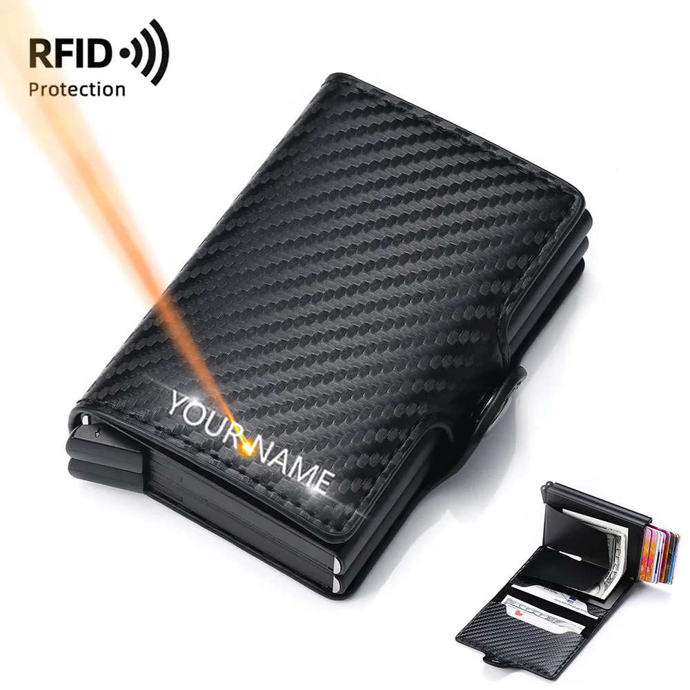 Новые RFID мужские кошельки для карт с гравировкой имени, держатели для карт из углеродного волокна, мини-мужской кошелек, высококачественные всплывающие зажимы для карт, мужские кошельки
Новые RFID мужские кошельки для карт с гравировкой имени, держатели для карт из углеродного волокна, мини-мужской кошелек, высококачественные всплывающие зажимы для карт, мужские кошельки