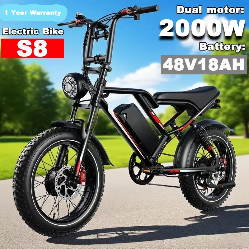 Electric Bike 2000W Dual Motor 48V18AH Battery E Bike Hydraulic Disc Brake 20-inch Tire LCD Display System City Electric Bicycle
Electric Bike 2000W Dual Motor 48V18AH Battery E Bike Hydraulic Disc Brake 20-inch Tire LCD Display System City Electric Bicycle