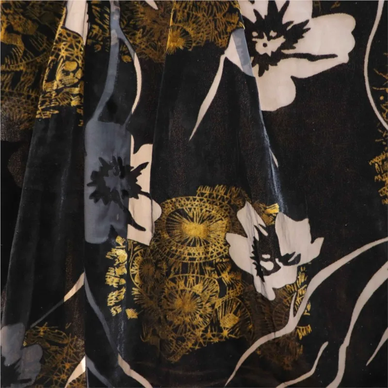 Woven velvet brocade viscose printed mottled and burned fabric nightgown dress cheongsam
Woven velvet brocade viscose printed mottled and burned fabric nightgown dress cheongsam