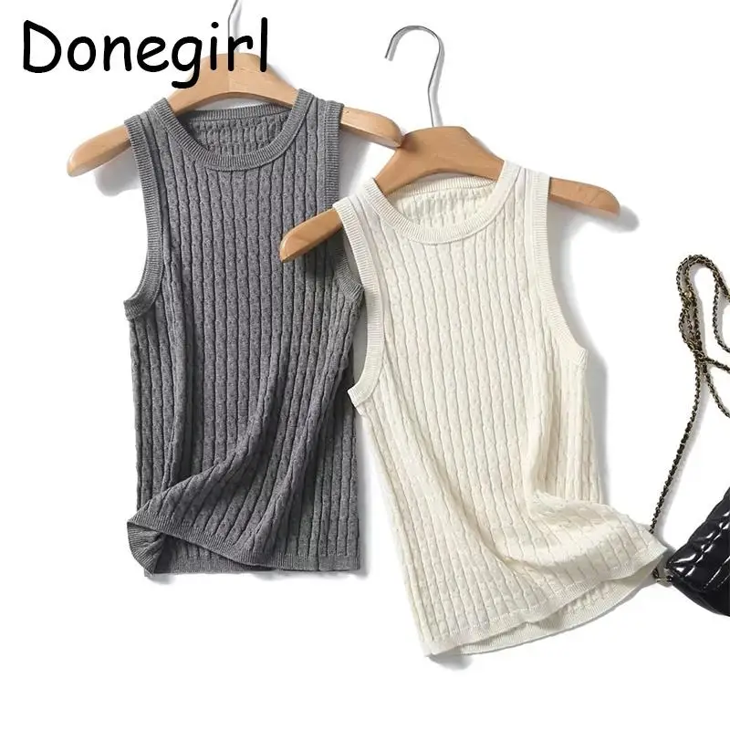 Donegirl 2024 New Spring Summer Women Round Neck Sleeveless Knitted Sweater Solid Slim Vest Versatile Tops Tank Female Chic
Donegirl 2024 New Spring Summer Women Round Neck Sleeveless Knitted Sweater Solid Slim Vest Versatile Tops Tank Female Chic