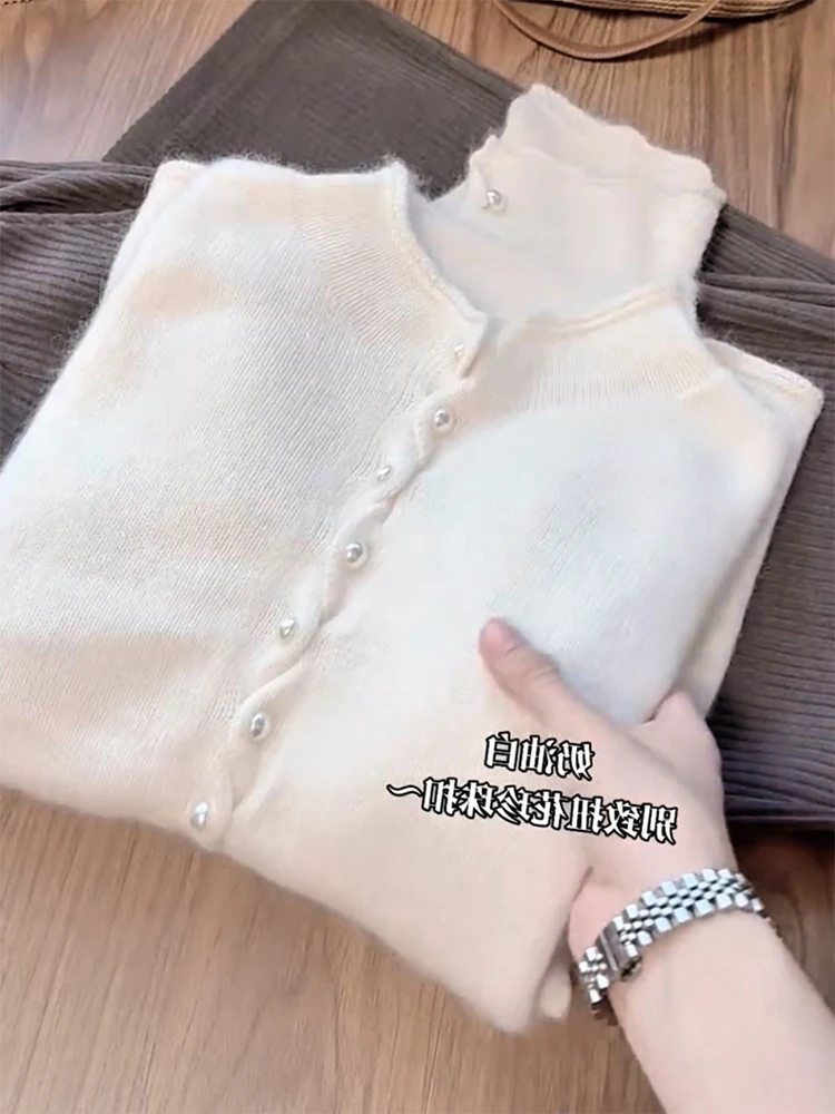 Ladies' Knitted Pearl Button Cardigan Lazy Sle plus Size Slimming Autumn Winter New Arrival Warmth Heating Long Sve Sweater
Ladies' Knitted Pearl Button Cardigan Lazy Sle plus Size Slimming Autumn Winter New Arrival Warmth Heating Long Sve Sweater