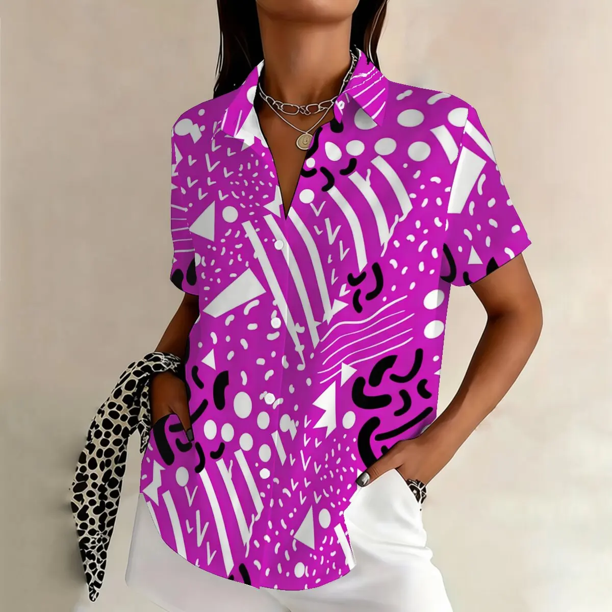 Minimalist and Personalized Graffiti Printed Summer Women's Large Collar Short Sleeve Shirt Fashionable Daily Versatile Top
Minimalist and Personalized Graffiti Printed Summer Women's Large Collar Short Sleeve Shirt Fashionable Daily Versatile Top