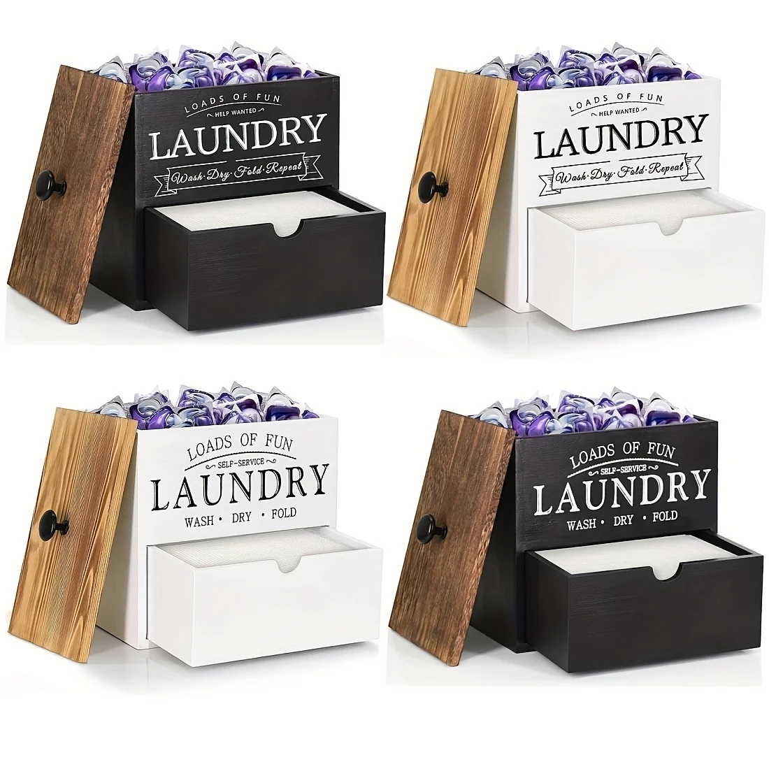 usMONDRAME Farmhouse-Style Wooden Dryer Sheet Holder with Drawer And Lid - Dual Installation Options, Wall Mount Or Countertop, Laundry Pod Dispenser for Organized Storaged
usMONDRAME Farmhouse-Style Wooden Dryer Sheet Holder with Drawer And Lid - Dual Installation Options, Wall Mount Or Countertop, Laundry Pod Dispenser for Organized Storaged