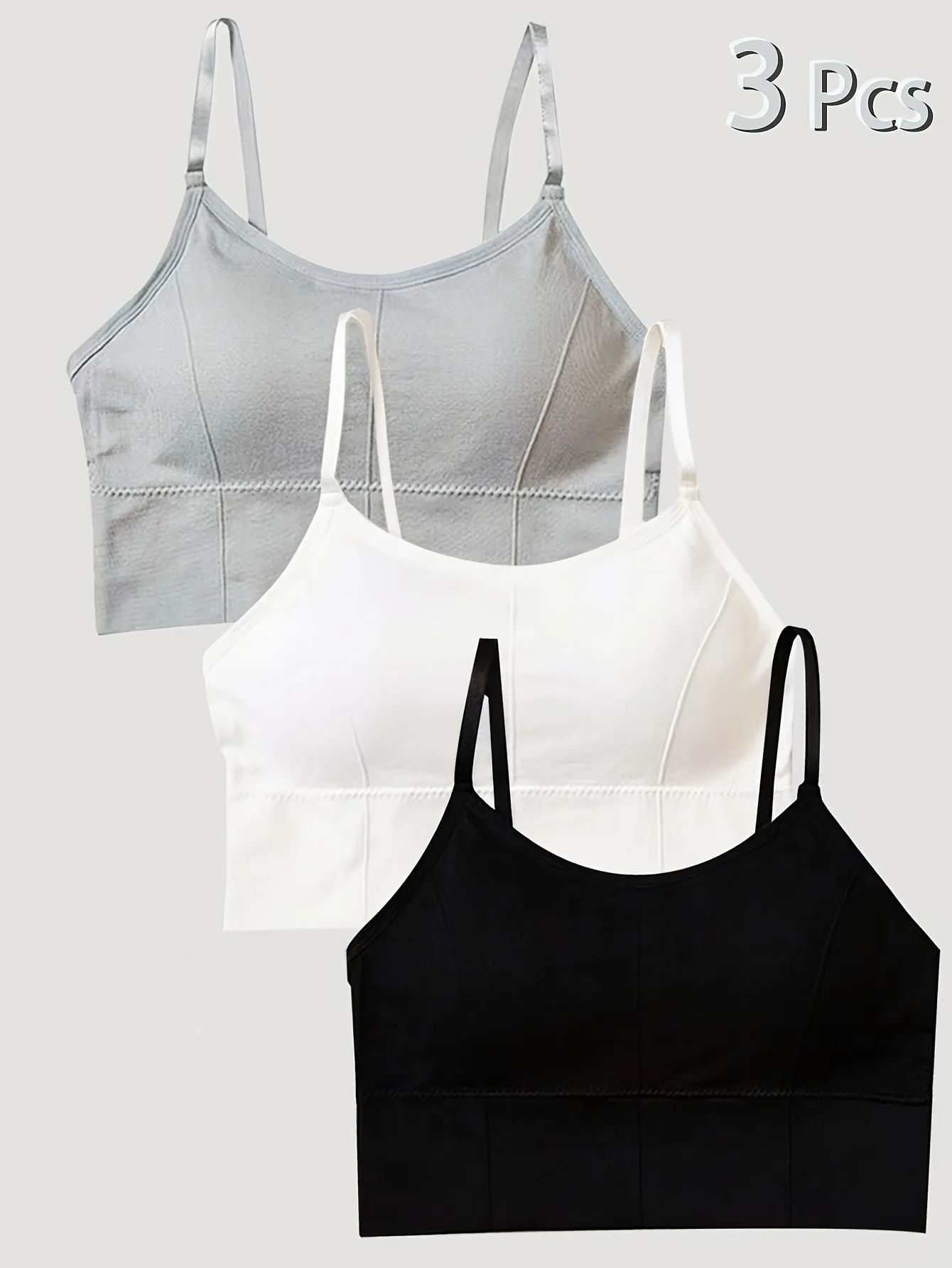 3 Pack Teen Girls Camisole Bra Tops, Soft Stretch Fabric with Removable Padded Cups, Available in 3 Colors, Minimal Smooth Textu
3 Pack Teen Girls Camisole Bra Tops, Soft Stretch Fabric with Removable Padded Cups, Available in 3 Colors, Minimal Smooth Textu