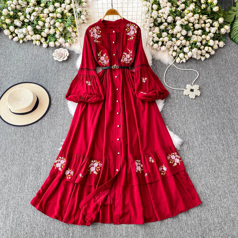 Flower Embroidery Vestidos 2025 Dress Long Lantern Sleeve Single Breasted Dresses Indie Folk Ropa Mujer Spring Fall Vestido
Flower Embroidery Vestidos 2025 Dress Long Lantern Sleeve Single Breasted Dresses Indie Folk Ropa Mujer Spring Fall Vestido