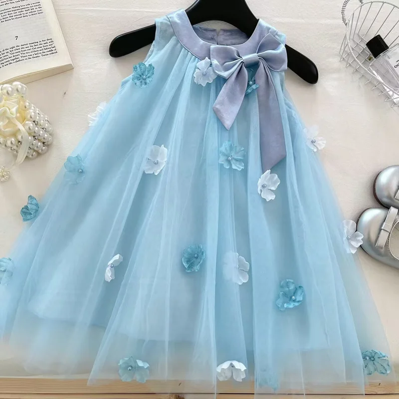Girls' Summer Dress2025New Style Mesh Flower Strap Dress Little Girl Bow Princess Dress
Girls' Summer Dress2025New Style Mesh Flower Strap Dress Little Girl Bow Princess Dress