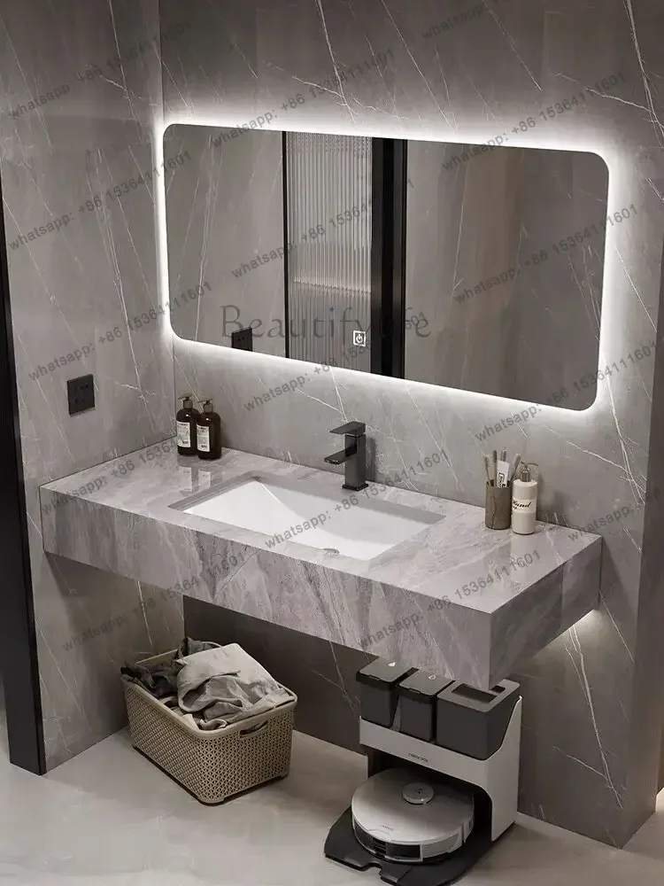 Simple glossy rock slab integrated bathroom cabinet combination small apartment washbasin cabinet
Simple glossy rock slab integrated bathroom cabinet combination small apartment washbasin cabinet