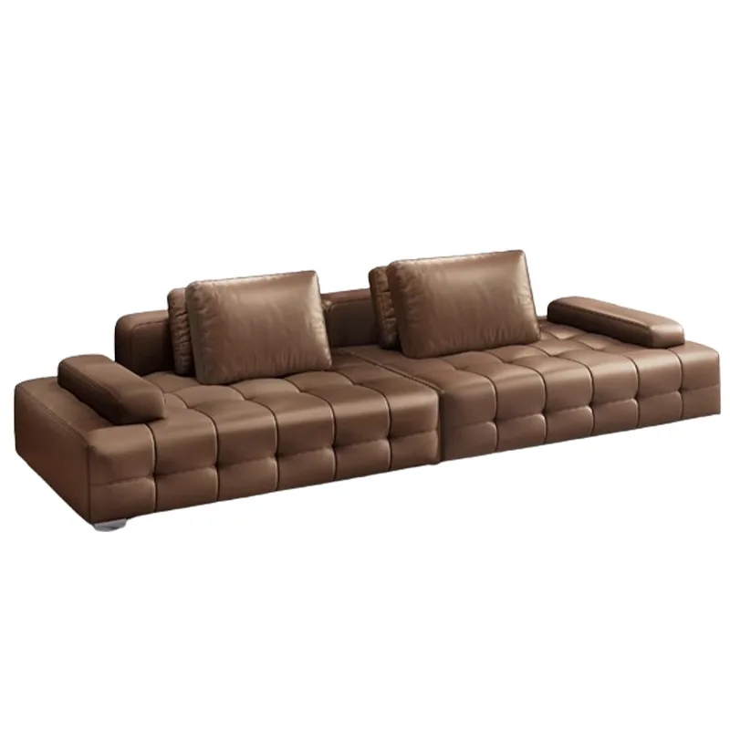 Customizable Italian simple thickened leather living room size straight row L-shaped sofa
Customizable Italian simple thickened leather living room size straight row L-shaped sofa