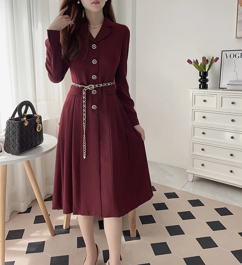Ele Lady Long Sve Suit Sle Pleated Dr Sli Button Side Split Midi Dr for Busin Commute Polyester Fiber
Ele Lady Long Sve Suit Sle Pleated Dr Sli Button Side Split Midi Dr for Busin Commute Polyester Fiber