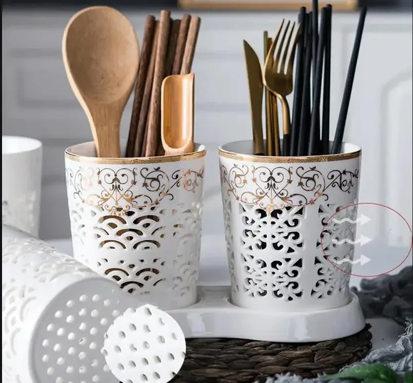 Hollow Ceramic Tableware Storage Tank Kitchen Drain Chopsticks Cage Creative Home Storage Chopsticks Tube Chopsticks Holder
Hollow Ceramic Tableware Storage Tank Kitchen Drain Chopsticks Cage Creative Home Storage Chopsticks Tube Chopsticks Holder