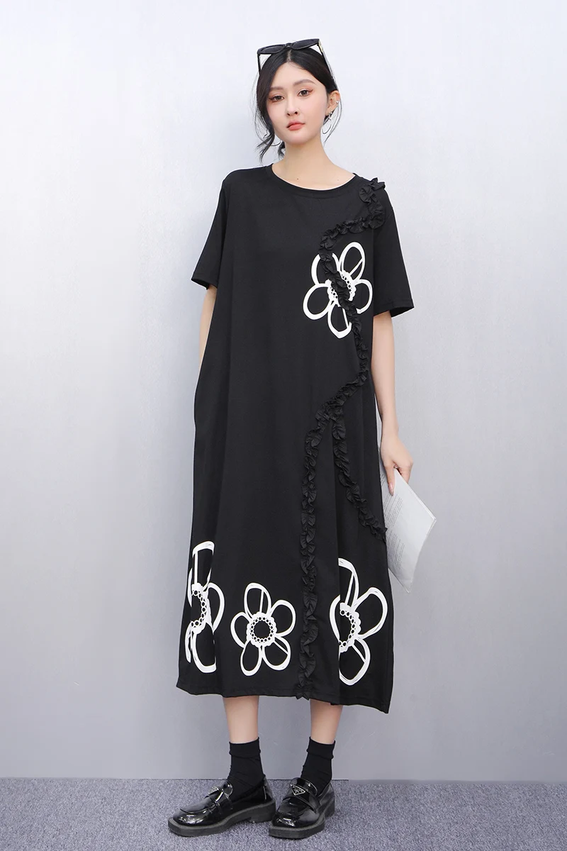 2025 Spring Summer New Elegant O-Neck Black Loose Long Dresses Women Fashion Short Sleeve Black Dress Ladies Wholesale J921
2025 Spring Summer New Elegant O-Neck Black Loose Long Dresses Women Fashion Short Sleeve Black Dress Ladies Wholesale J921