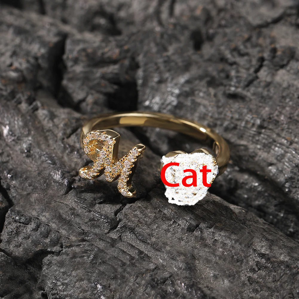 Uwin Cursive Initial Letter Rings Opend CZ Kawaii Cat Ring Full Iced Out Hiphop Jewelry Luxury Gift For Men Women
Uwin Cursive Initial Letter Rings Opend CZ Kawaii Cat Ring Full Iced Out Hiphop Jewelry Luxury Gift For Men Women