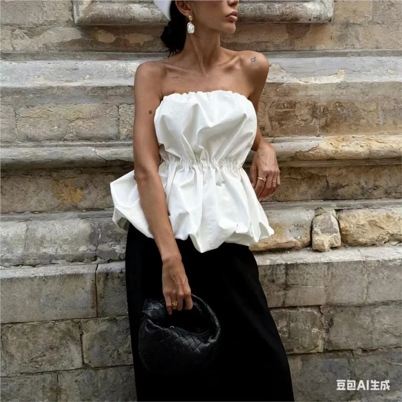 French Style Strapless Ruffle Peplum Top – Elegant Sleeveless Tube Top with Irregular Hem, Casual Summer Blouse for Women
French Style Strapless Ruffle Peplum Top – Elegant Sleeveless Tube Top with Irregular Hem, Casual Summer Blouse for Women