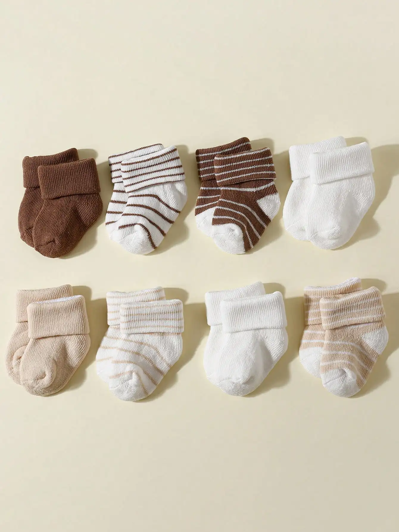 4/8Pairs Newborn Cuffed Crew Socks Striped Solid Mid Calf Socks Unisex Baby Socks For 0-6M Basic All Season Infant Accessories
4/8Pairs Newborn Cuffed Crew Socks Striped Solid Mid Calf Socks Unisex Baby Socks For 0-6M Basic All Season Infant Accessories