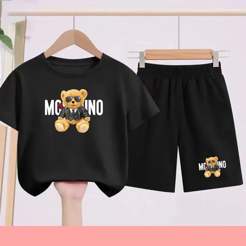 Children Summer T-shirt+Shorts Set Charming Rose Letter Bear Print Boys Girls 3-12Yrs Casual Toddler Sports First Choice Clothes 
Children Summer T-shirt+Shorts Set Charming Rose Letter Bear Print Boys Girls 3-12Yrs Casual Toddler Sports First Choice Clothes