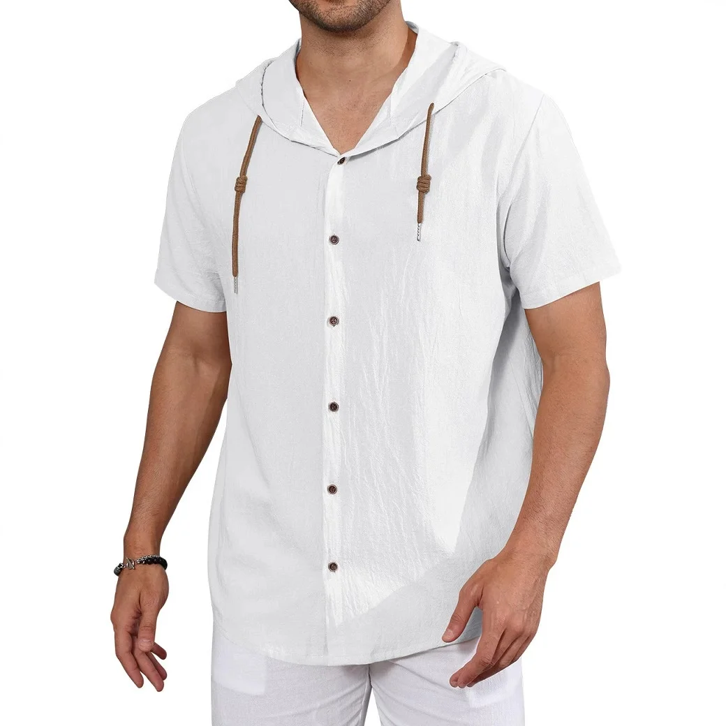 Men's Short Sleeve Shirt Cotton Linen Breathable Lightweight Solid Color Drawstring Hooded Shirts Casual Simple Style Tops
Men's Short Sleeve Shirt Cotton Linen Breathable Lightweight Solid Color Drawstring Hooded Shirts Casual Simple Style Tops