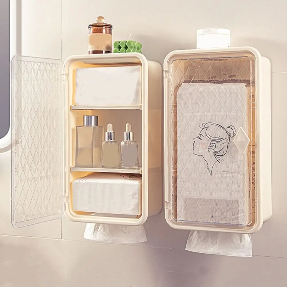 Plastic Cosmetic Storage Box Large Capacity Wall Mounted Extractable Tissue Box Dustproof Space Saving Medicine Storage Box
Plastic Cosmetic Storage Box Large Capacity Wall Mounted Extractable Tissue Box Dustproof Space Saving Medicine Storage Box