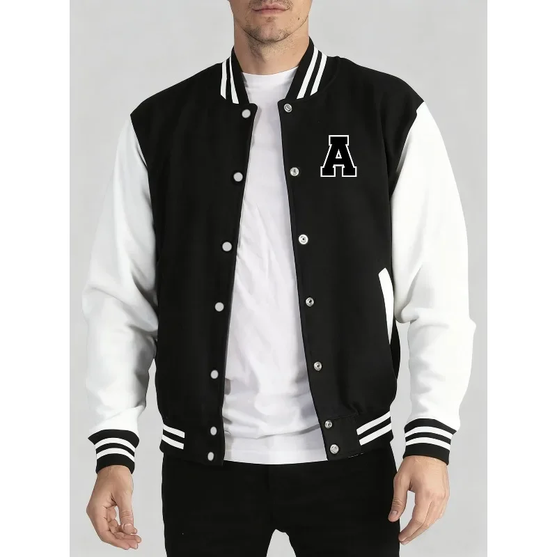 Men's Retro Baseball Jacket - Black and White Letter Warm Jacket Street Jacket Men's Casual Sports Jacket
Men's Retro Baseball Jacket - Black and White Letter Warm Jacket Street Jacket Men's Casual Sports Jacket