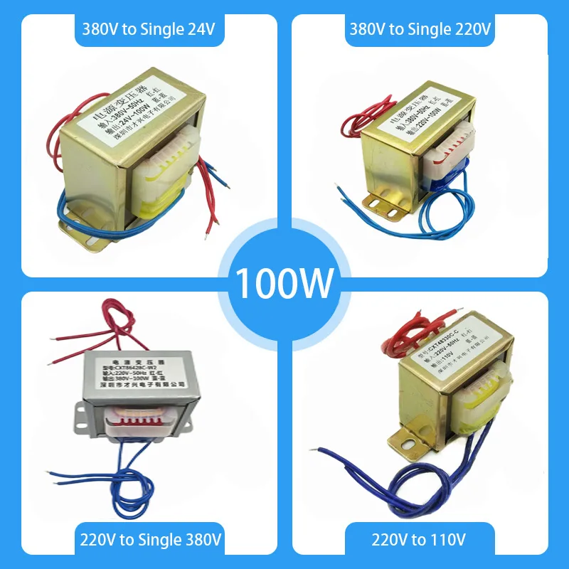 100W Power Transformer Input AC 220V/380V Output AC Single 24V 110V 220V 380V Voltage for DIY/ Audio/LED Lights
100W Power Transformer Input AC 220V/380V Output AC Single 24V 110V 220V 380V Voltage for DIY/ Audio/LED Lights