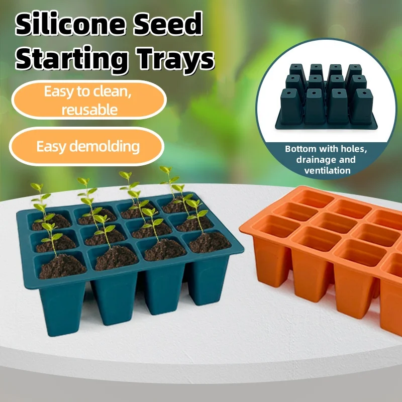 12 Cells Silicone Seed Starting Tray with Drain Holes Reusable for Seed Germination Plant Propagation Plant Starter Kit BPA Free
12 Cells Silicone Seed Starting Tray with Drain Holes Reusable for Seed Germination Plant Propagation Plant Starter Kit BPA Free