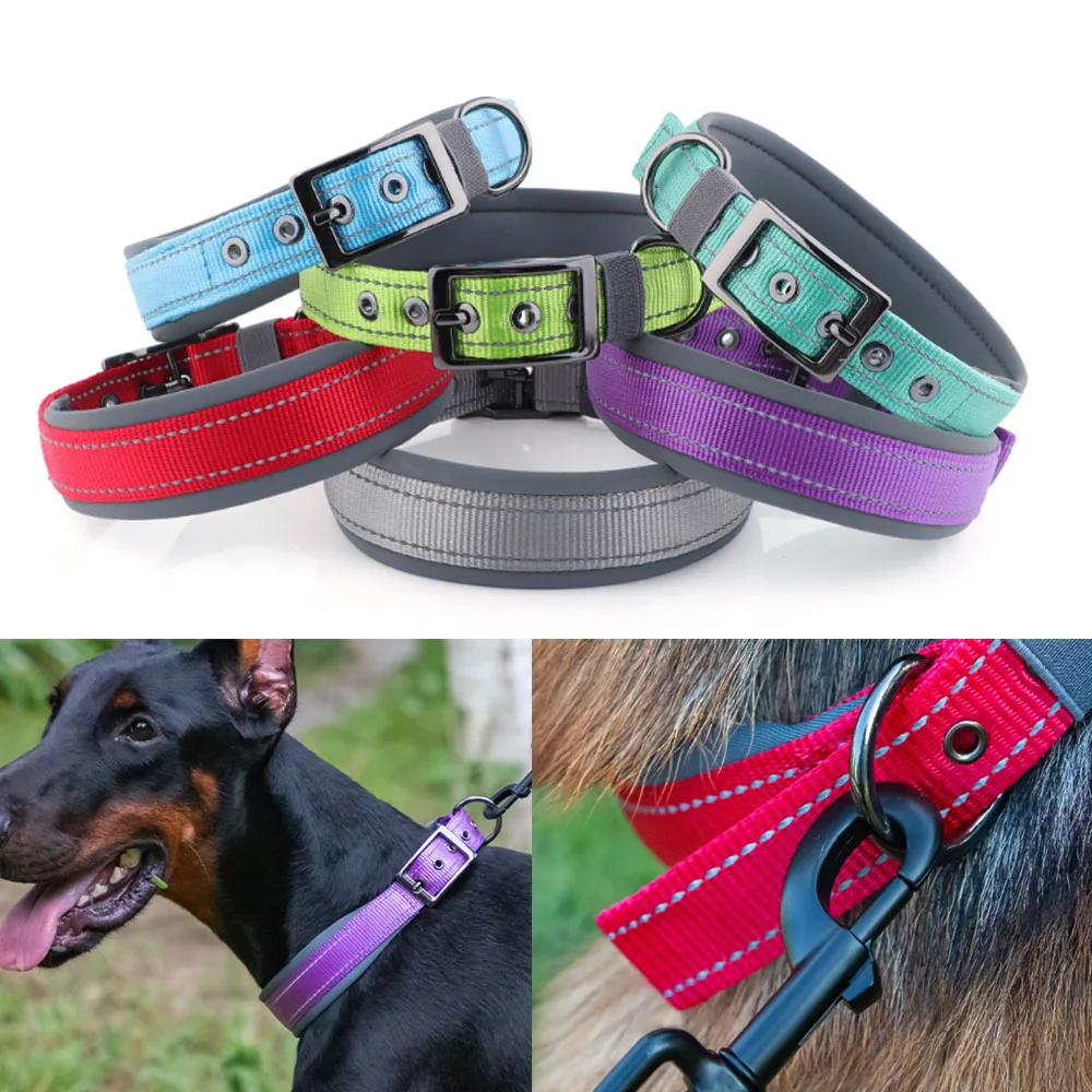 Padded Dog Collars for small Medium large Dogs Reflective Wide Pet Collars Adjustable Heavy Duty Nylon Neoprene Dog Collar
Padded Dog Collars for small Medium large Dogs Reflective Wide Pet Collars Adjustable Heavy Duty Nylon Neoprene Dog Collar