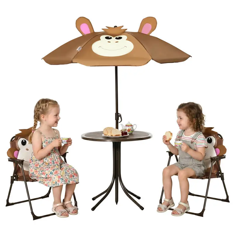 Outsunny Kids Table and Chair Set, Outdoor Folding Garden Furniture, Picnic Table for Patio Backyard, with Removable & Height Adjustable Sun Umbrella, Brown
Outsunny Kids Table and Chair Set, Outdoor Folding Garden Furniture, Picnic Table for Patio Backyard, with Removable & Height Adjustable Sun Umbrella, Brown