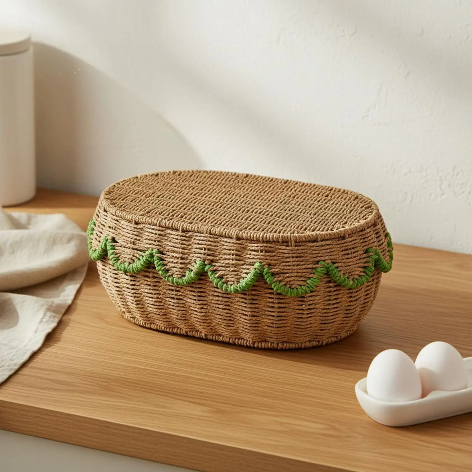 Woven Basket with Lid Natural Materials Handmade Wicker Design Basket Rectangular Woven Bin Handwoven Decorative Container
Woven Basket with Lid Natural Materials Handmade Wicker Design Basket Rectangular Woven Bin Handwoven Decorative Container
