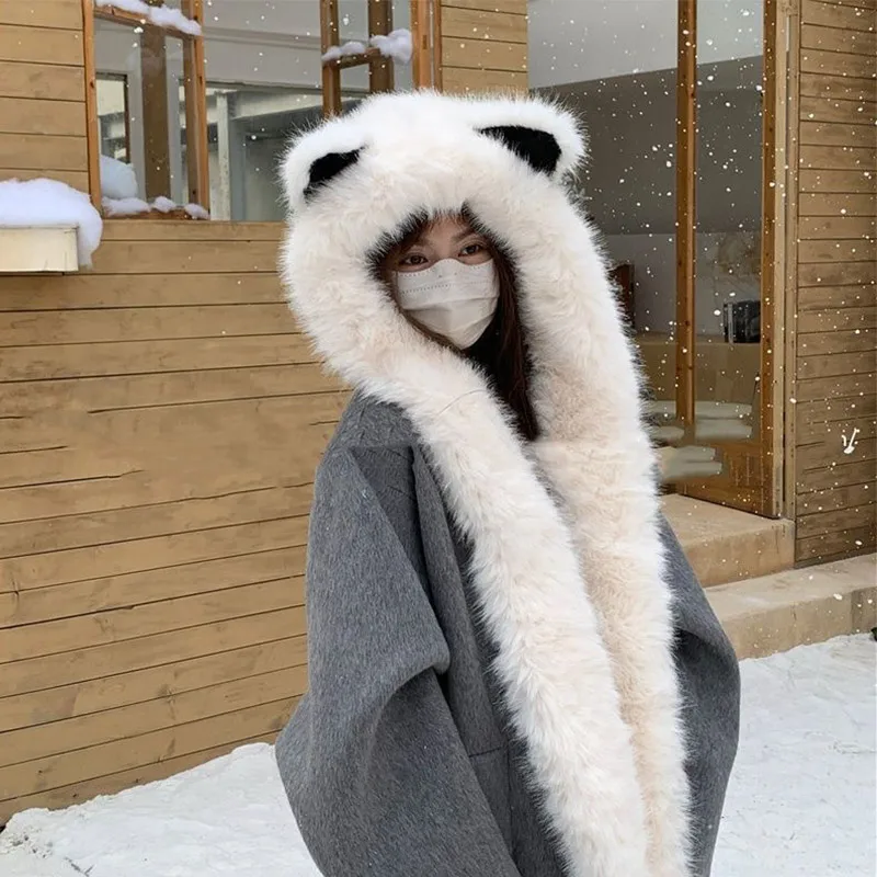 Cute Windproof Fox Ears Plush Hat Scarf One Piece warm hat Women's Winter Warm Thicken Versatile Anti Cold Ear Protection Hat
Cute Windproof Fox Ears Plush Hat Scarf One Piece warm hat Women's Winter Warm Thicken Versatile Anti Cold Ear Protection Hat