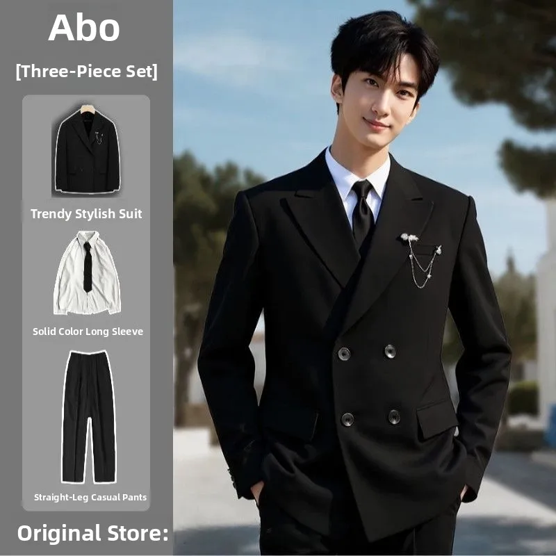 Double Row Button Men's Suit Wedding Decoration Chest Pin Chain Luxury Busin Formal Westwear Men's Set Polyester Fiber
Double Row Button Men's Suit Wedding Decoration Chest Pin Chain Luxury Busin Formal Westwear Men's Set Polyester Fiber