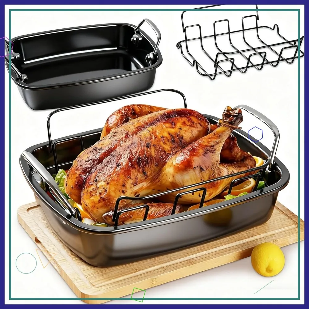 Large Nonstick Roasting Pan with Rack, Heavy Duty Oven Safe for Turkey and Meals, Easy Clean
Large Nonstick Roasting Pan with Rack, Heavy Duty Oven Safe for Turkey and Meals, Easy Clean