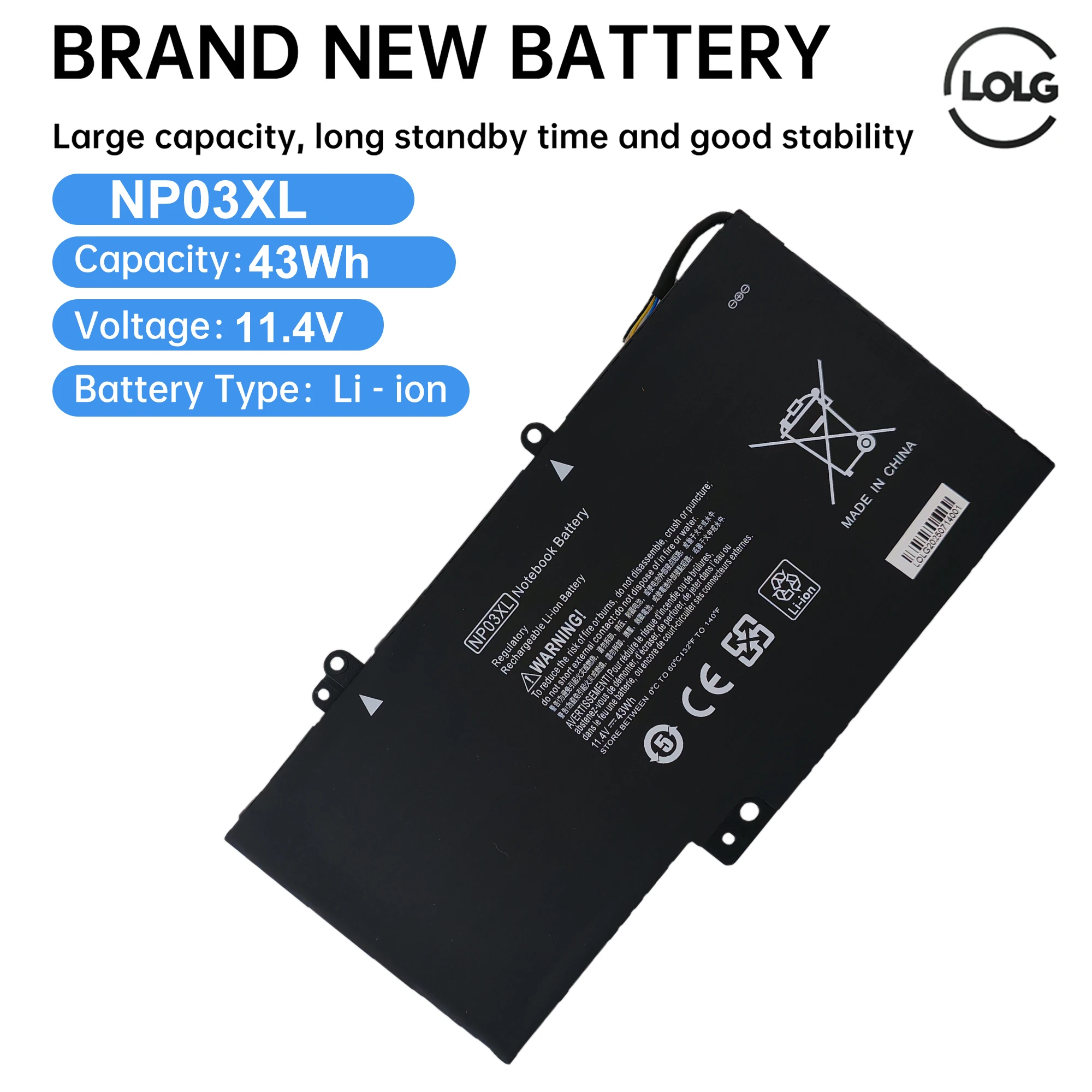 Аккумулятор для ноутбука LOLG NP03XL для HP Pavilion X360 13-A010DX TPN-Q146 TPN-Q147 TPN-Q148 HSTNN-LB6L 760944-421 15-U010DX
Аккумулятор для ноутбука LOLG NP03XL для HP Pavilion X360 13-A010DX TPN-Q146 TPN-Q147 TPN-Q148 HSTNN-LB6L 760944-421 15-U010DX