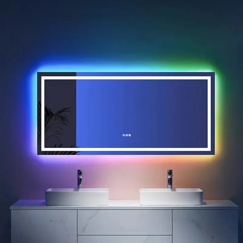 Backlit Rectangle Bathroom RGB Led Color Changing Mirror Frameless Bluetooth Music Smart Wall Mirror
Backlit Rectangle Bathroom RGB Led Color Changing Mirror Frameless Bluetooth Music Smart Wall Mirror