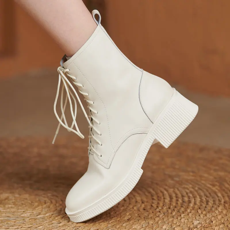 Vintage Winter Ankle Boots For Women Genuine Leather Chunky Heels boots For Women Office Lady Round Toe lace up Boots
Vintage Winter Ankle Boots For Women Genuine Leather Chunky Heels boots For Women Office Lady Round Toe lace up Boots