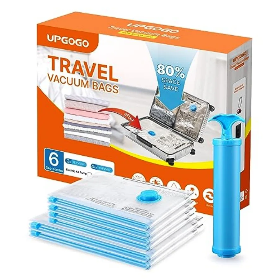 Vacuum Travel Bags Combo 6 Pack - Space Saver Vacuum Storage Bags for Clothing, Blankets, Pillows - Travel Essentials
Vacuum Travel Bags Combo 6 Pack - Space Saver Vacuum Storage Bags for Clothing, Blankets, Pillows - Travel Essentials