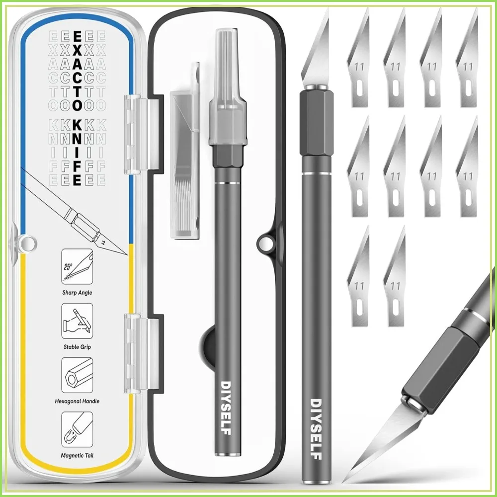 Precision Exacto Knife Set 12 Pcs with 11 Blades for Crafting, Paper, Scrapbooking, Models, Clay
Precision Exacto Knife Set 12 Pcs with 11 Blades for Crafting, Paper, Scrapbooking, Models, Clay
