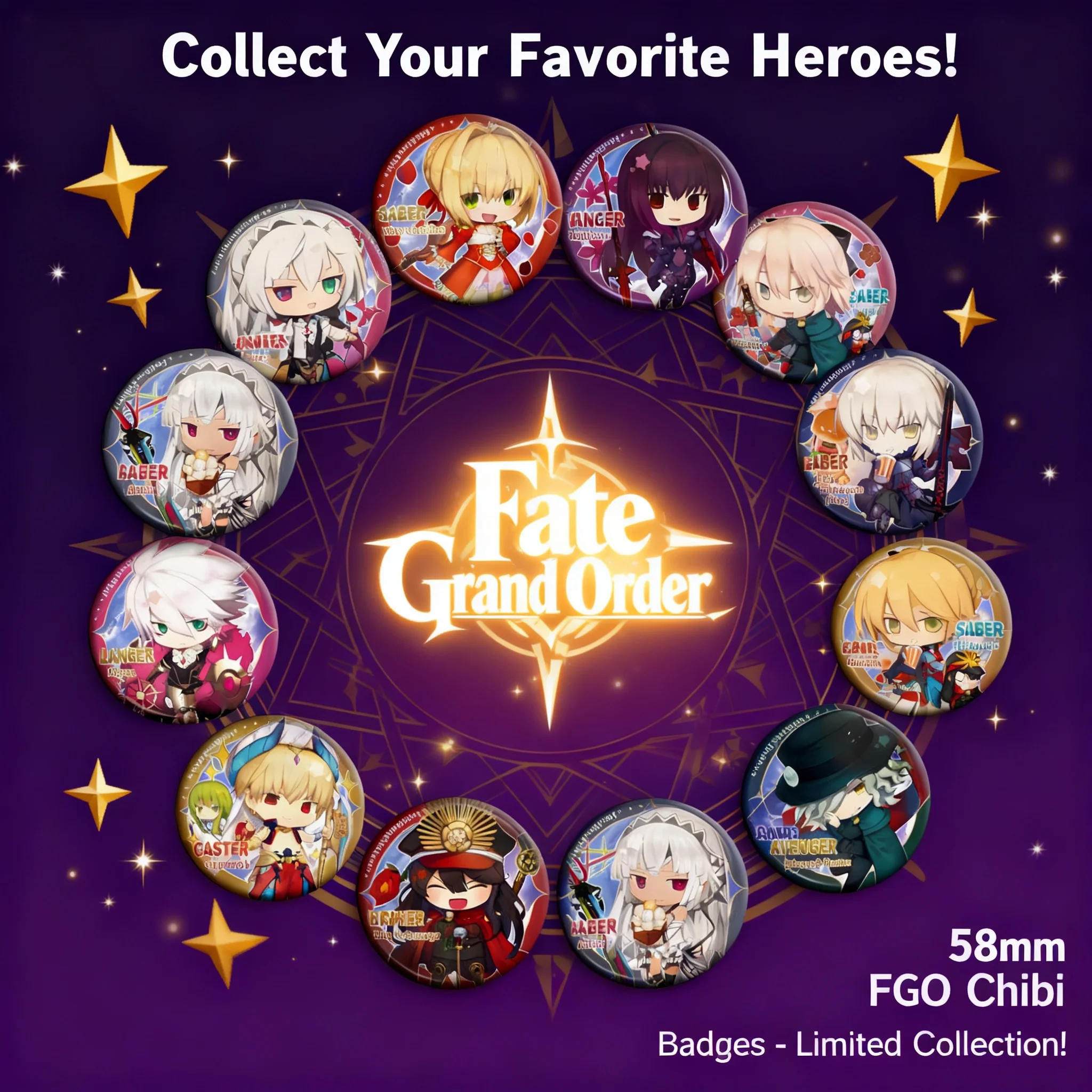 Fate Grand Order FGO Anime Badge 58mm Pin Anime Merchandise Poster Otaku Collection Cosplay Gift
Fate Grand Order FGO Anime Badge 58mm Pin Anime Merchandise Poster Otaku Collection Cosplay Gift