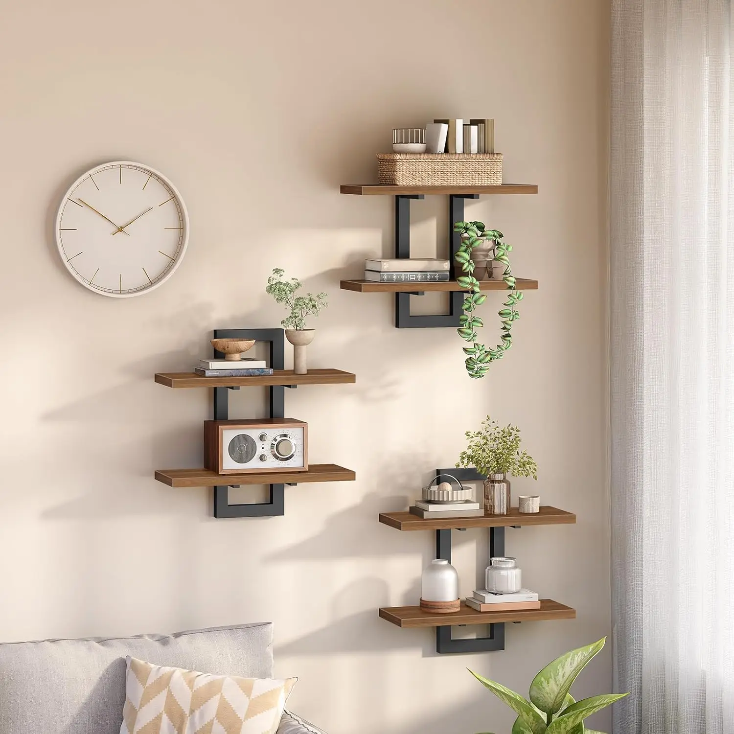 Floating Shelves, 15 Inch Wall Shelf Set of 3, Wall Mounted Storage Shelves 2-Tier, Hanging Bathroom Shelves, for Livin
Floating Shelves, 15 Inch Wall Shelf Set of 3, Wall Mounted Storage Shelves 2-Tier, Hanging Bathroom Shelves, for Livin
