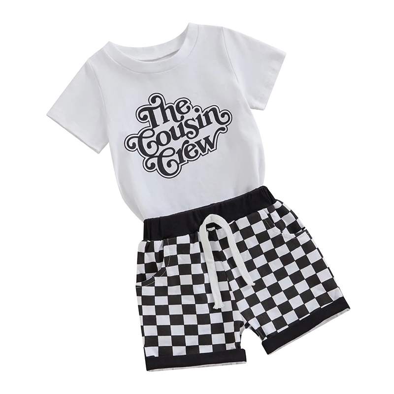 Baby Boys Summer Outfits Letter Print Short Sleeve T-Shirts Tops and Checkerboard Shorts 2Pcs Clothes Set
Baby Boys Summer Outfits Letter Print Short Sleeve T-Shirts Tops and Checkerboard Shorts 2Pcs Clothes Set