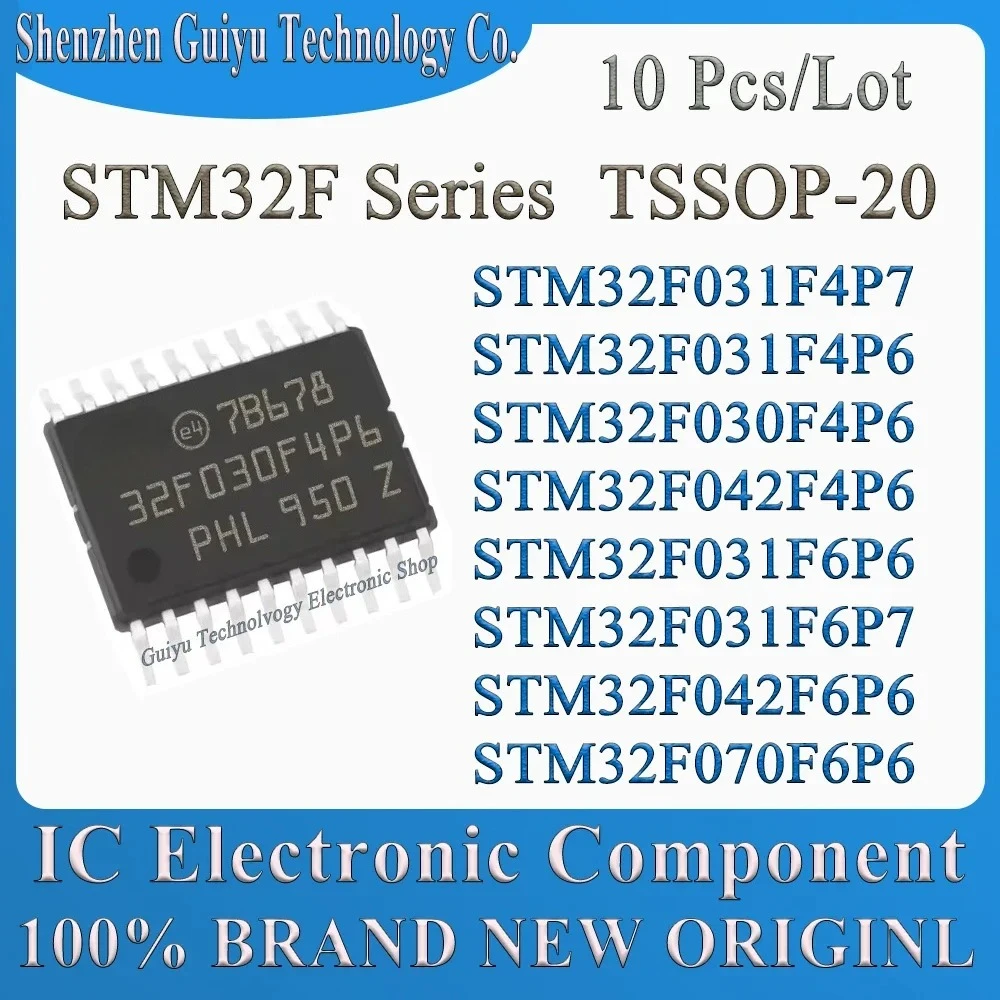 10Pcs/Lot STM32F031F4P7 STM32F031F4P6 STM32F030F4P6 STM32F042F4P6 STM32F031F6P6 STM32F031F6P7 STM32F042F6P6 STM32F070F6P6 IC
10Pcs/Lot STM32F031F4P7 STM32F031F4P6 STM32F030F4P6 STM32F042F4P6 STM32F031F6P6 STM32F031F6P7 STM32F042F6P6 STM32F070F6P6 IC