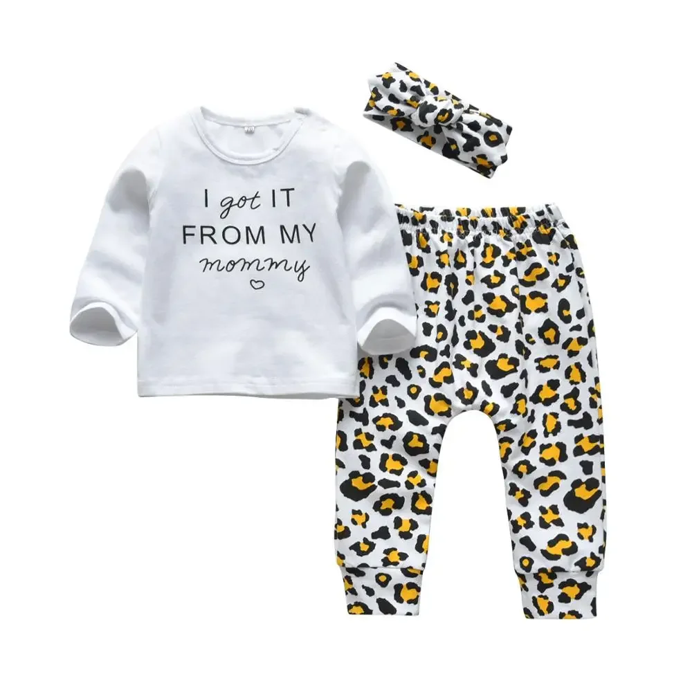 Fashion Toddler Baby Girls Clothes Set for 0-2Years Spring Autumn Long Sleeve T-shirt and Leopard Pants Headband Newborn Outfit
Fashion Toddler Baby Girls Clothes Set for 0-2Years Spring Autumn Long Sleeve T-shirt and Leopard Pants Headband Newborn Outfit