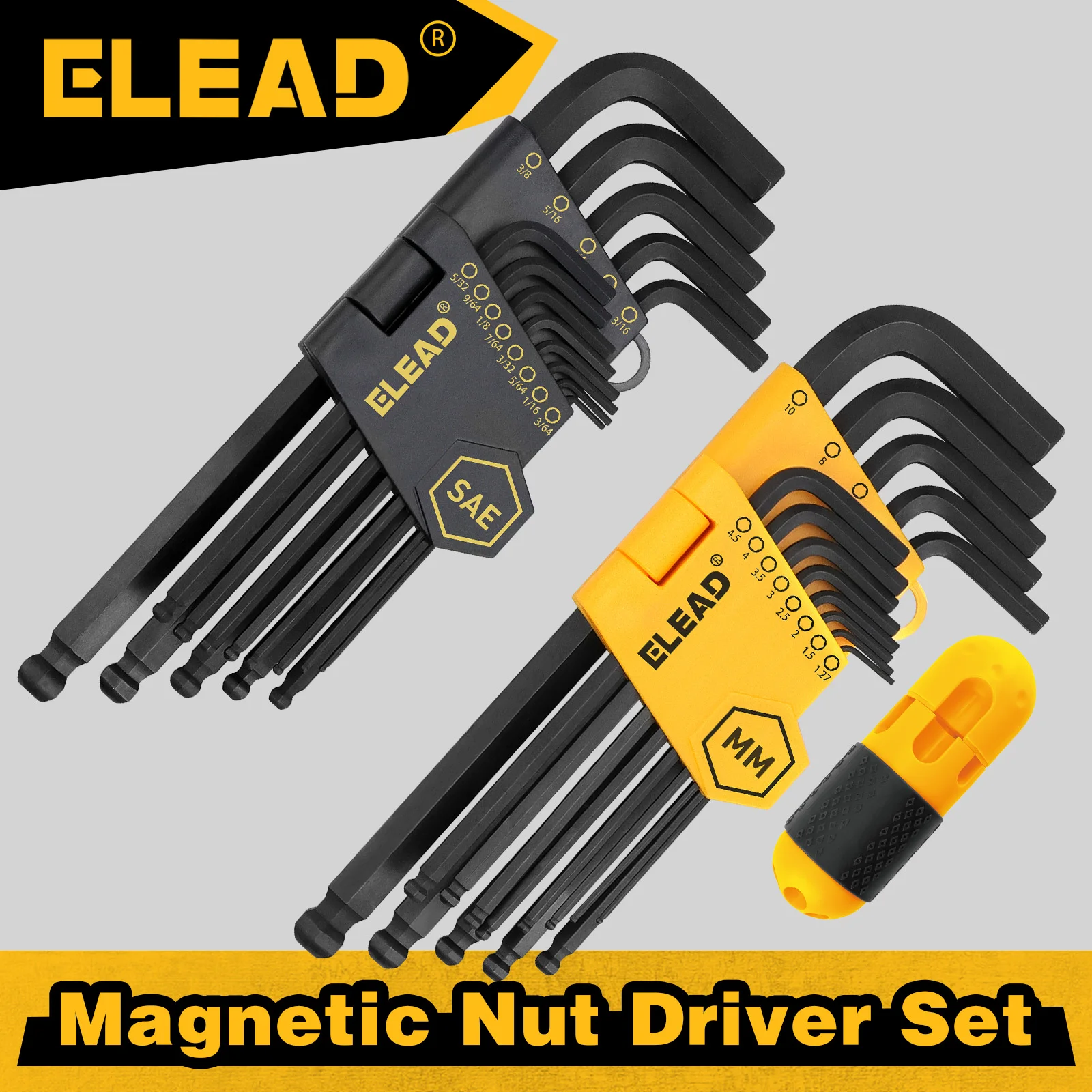 Набор шестигранных ключей ELEAD, 27 шт., с шаровым наконечником, длинными и короткими рукоятками, с рукояткой для удобного захвата, метрические 1.27-10 мм, дюймовые 3/64 "-3/8 ", с кейсом для хранения
Набор шестигранных ключей ELEAD, 27 шт., с шаровым наконечником, длинными и короткими рукоятками, с рукояткой для удобного захвата, метрические 1.27-10 мм, дюймовые 3/64 "-3/8 ", с кейсом для хранения