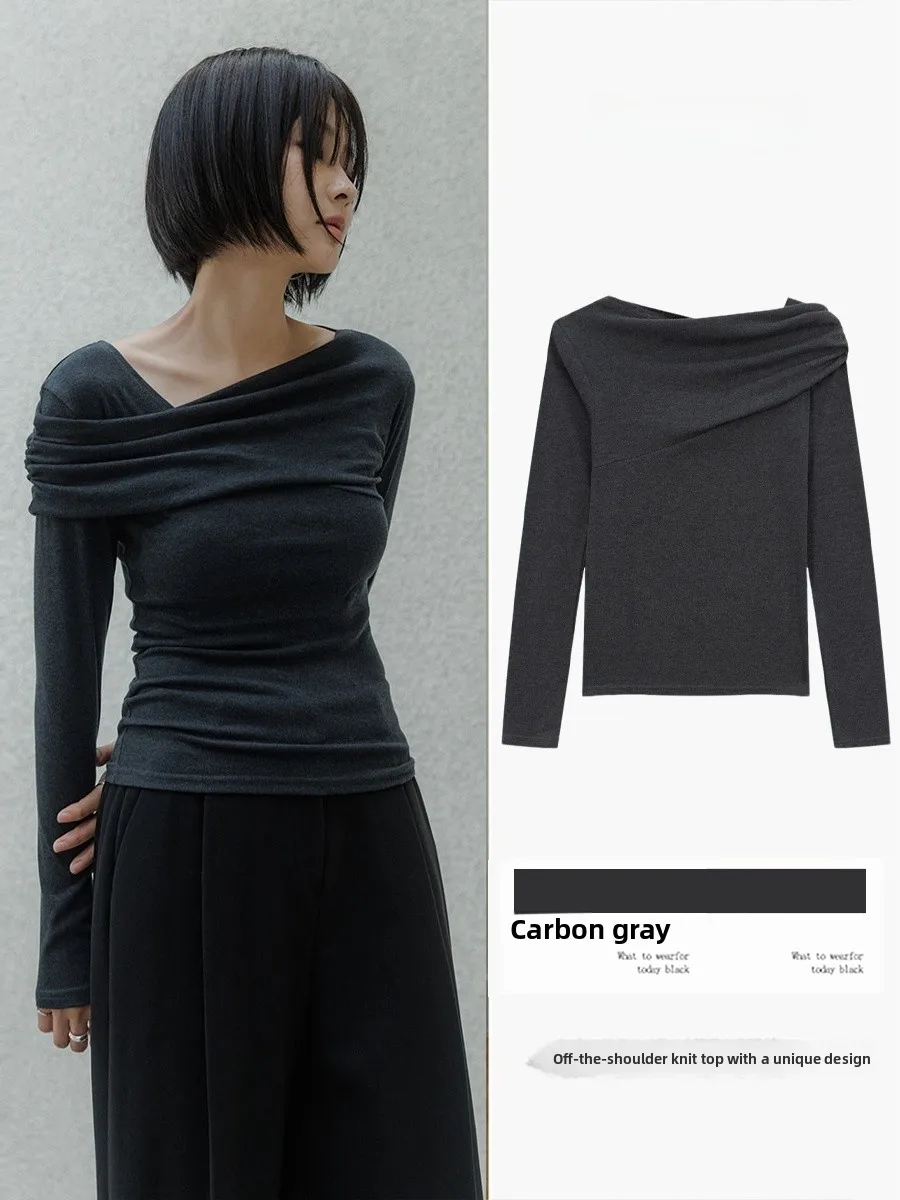 French Sle Long Sve Knitted Top Women's Spring Autumn Gored Waist Cross Ne Base T-irt Diagonal oulder Upper Body
French Sle Long Sve Knitted Top Women's Spring Autumn Gored Waist Cross Ne Base T-irt Diagonal oulder Upper Body