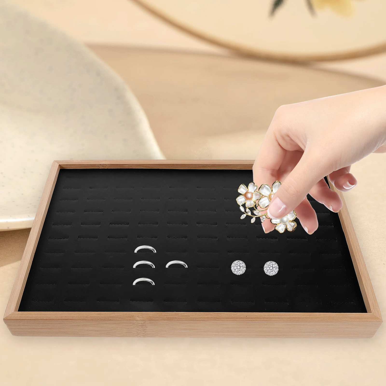 Bamboo Ring Tray Storage Organizer Valet Jewelry Holder Stand for Women Rings Multiple Slots
Bamboo Ring Tray Storage Organizer Valet Jewelry Holder Stand for Women Rings Multiple Slots