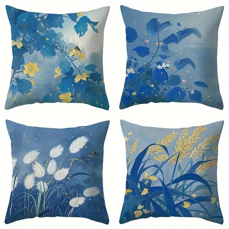 Serene Blue Botanical Pillow Covers, Chinese Ink Wash Floral Grass Art Throw Pillow Cases, Calming Zen Home Decor Cushion Covers
Serene Blue Botanical Pillow Covers, Chinese Ink Wash Floral Grass Art Throw Pillow Cases, Calming Zen Home Decor Cushion Covers