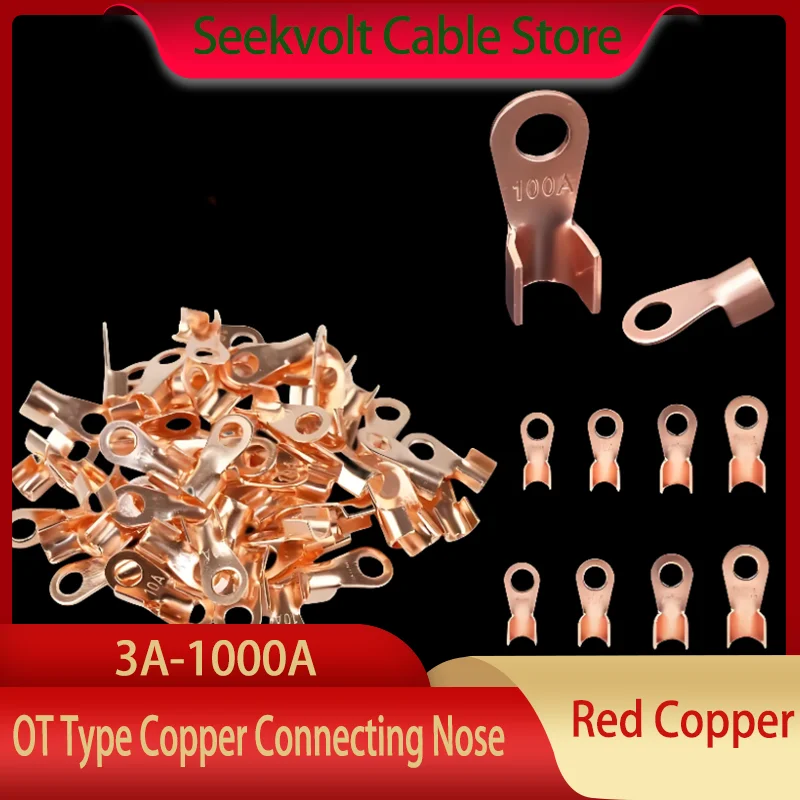 Red Copper OT Open Nose Cold Pressed Wiring Terminal, Cable Joint Connector for Electrical Wiring, 3A-1000A, 5Pcs, 10Pcs
Red Copper OT Open Nose Cold Pressed Wiring Terminal, Cable Joint Connector for Electrical Wiring, 3A-1000A, 5Pcs, 10Pcs