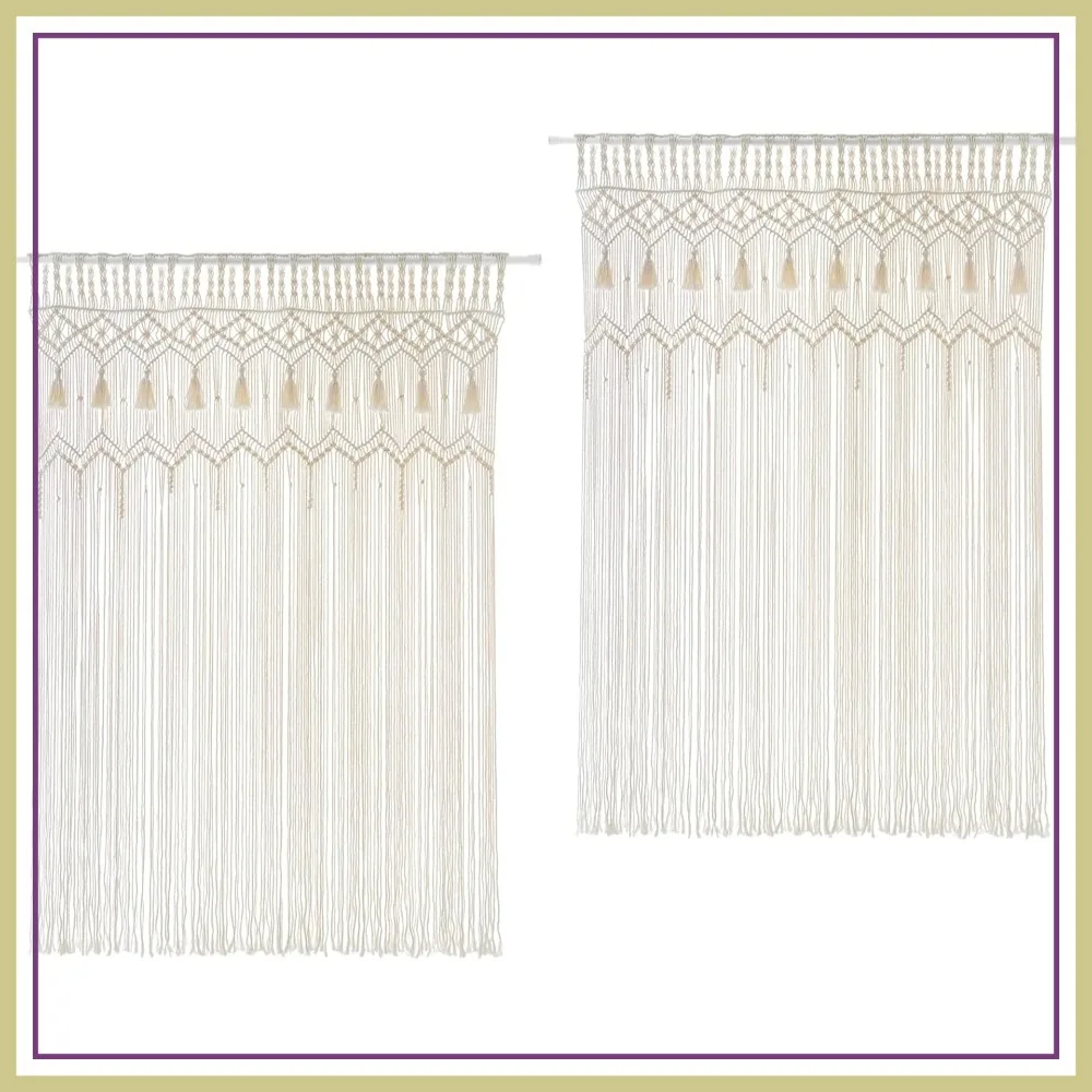 Boho Macrame Curtain Set of 2, 51x70 inch Handmade Woven Wall Hanging for Window Doorway Closet Arch Wedding Backdrop
Boho Macrame Curtain Set of 2, 51x70 inch Handmade Woven Wall Hanging for Window Doorway Closet Arch Wedding Backdrop