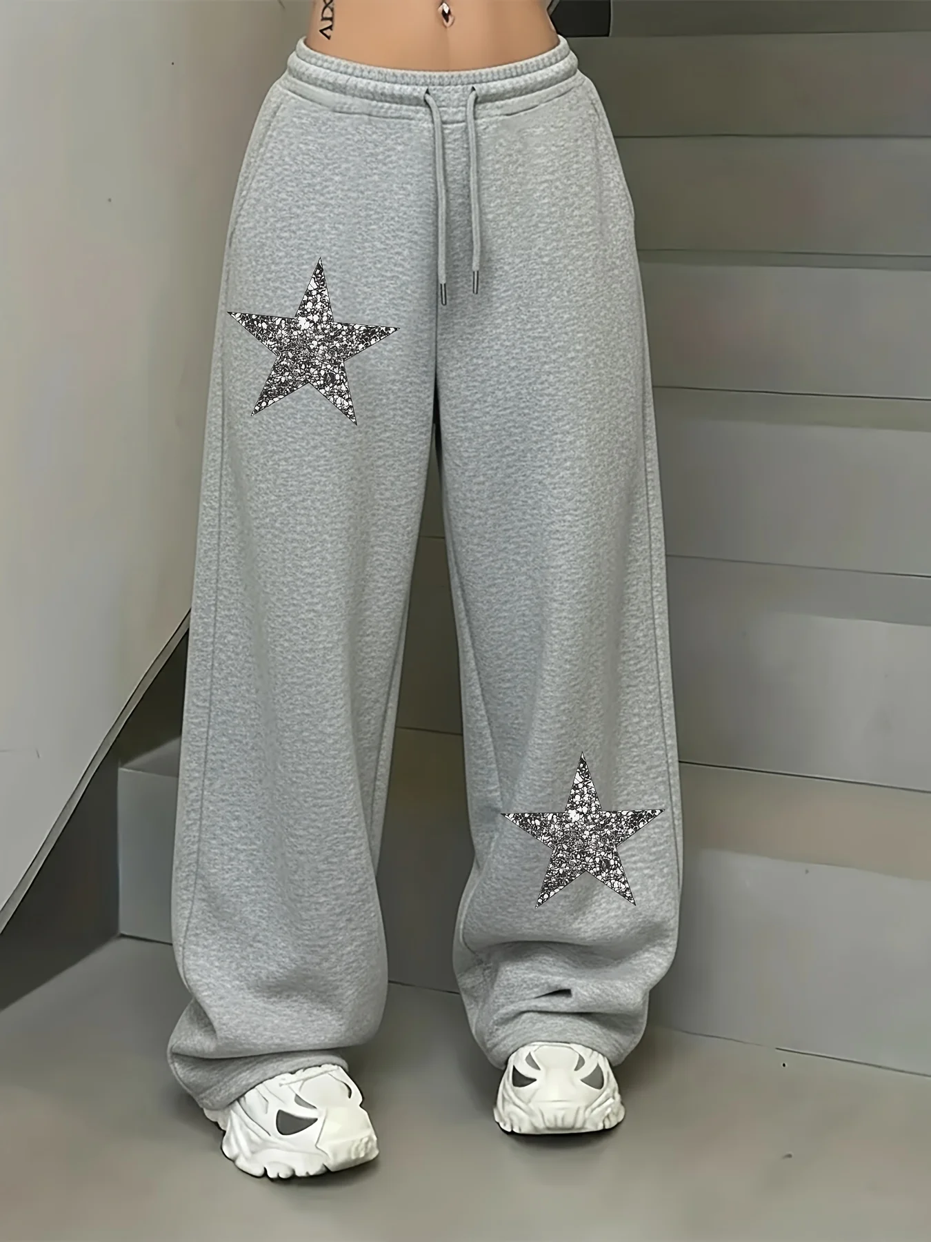 Women's Casual Jogging Pants with Two Silver Star Pattern Printed Straight Leg Comfortable Sports Pants
Women's Casual Jogging Pants with Two Silver Star Pattern Printed Straight Leg Comfortable Sports Pants