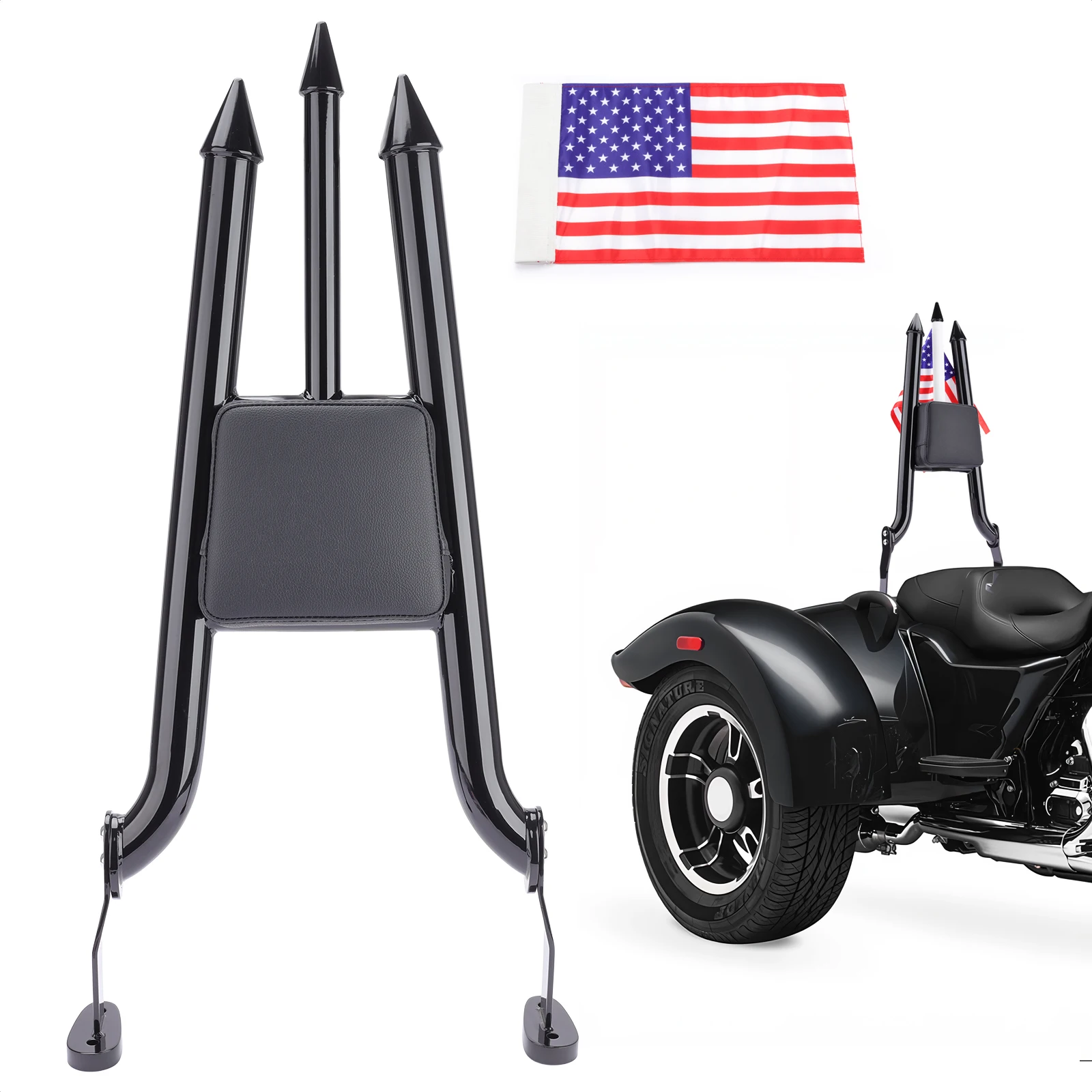 Motorcycle Detachable Backrest Sissy Bar + USA Double-Sided Flag for Harley FLRT FreeWheeler 2015-2024 2025, Road Glide 3 FLTRT
Motorcycle Detachable Backrest Sissy Bar + USA Double-Sided Flag for Harley FLRT FreeWheeler 2015-2024 2025, Road Glide 3 FLTRT